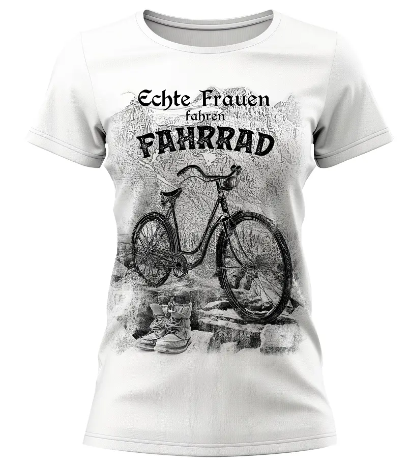 Trachten Damen T-Shirt Echte Frauen fahren Fahrrad
