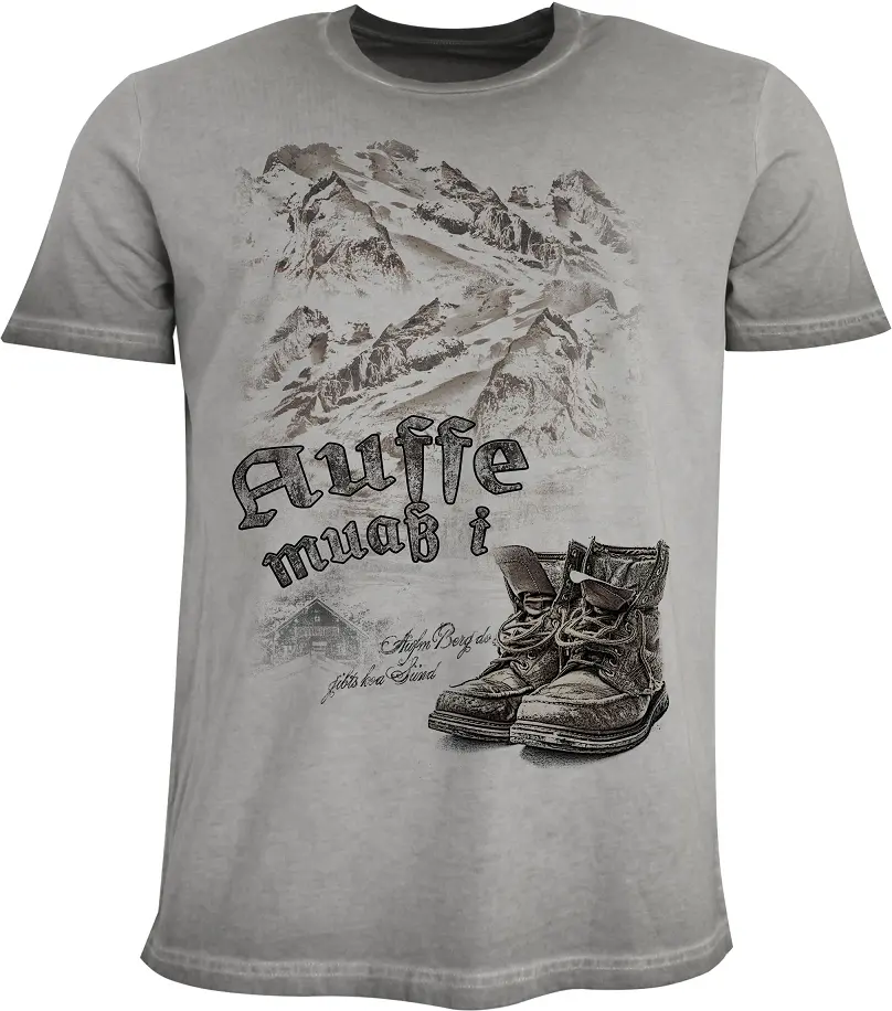 Trachten Herren T-Shirt Auffe muaß i