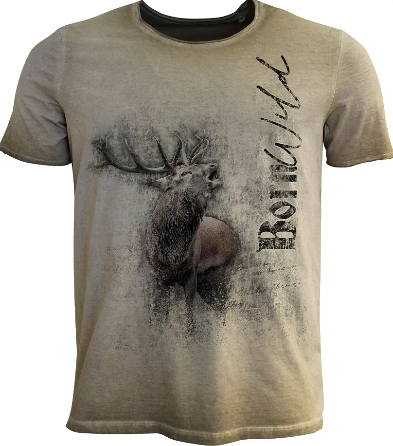 Trachten Herren T-Shirt Born Wild Hirsch