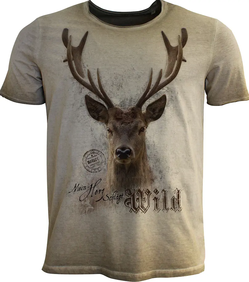 Trachten Herren T-Shirt Hirsch – Mein Herz schlägt Wild