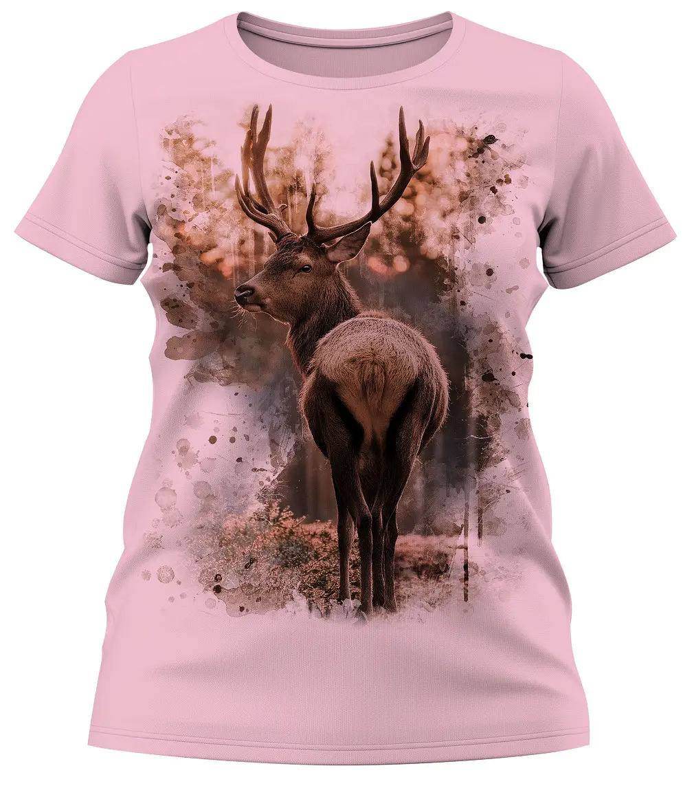 Trachten Damen T-Shirt Hirsch Wald