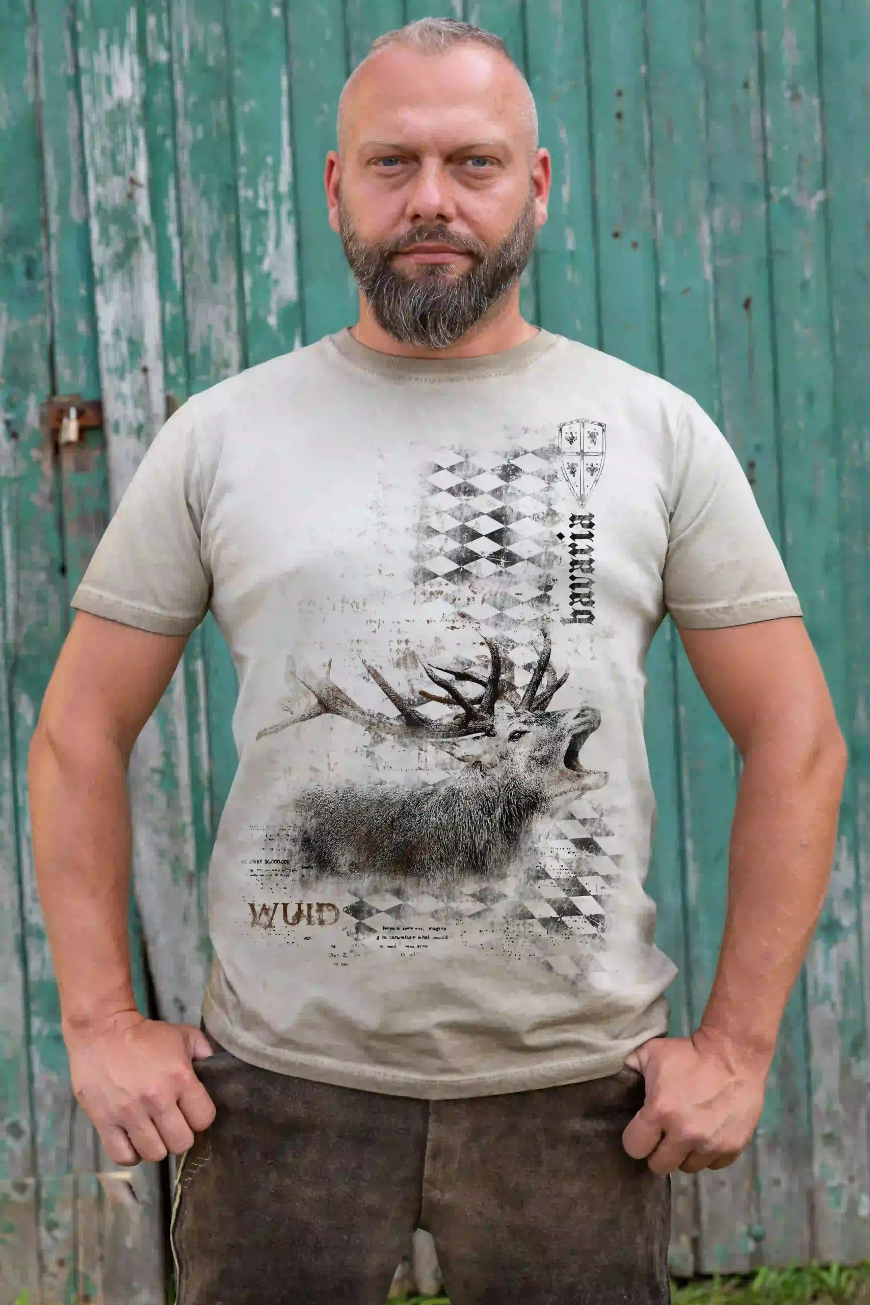 Trachten Herren T-Shirt Röhrender Hirsch bavaria