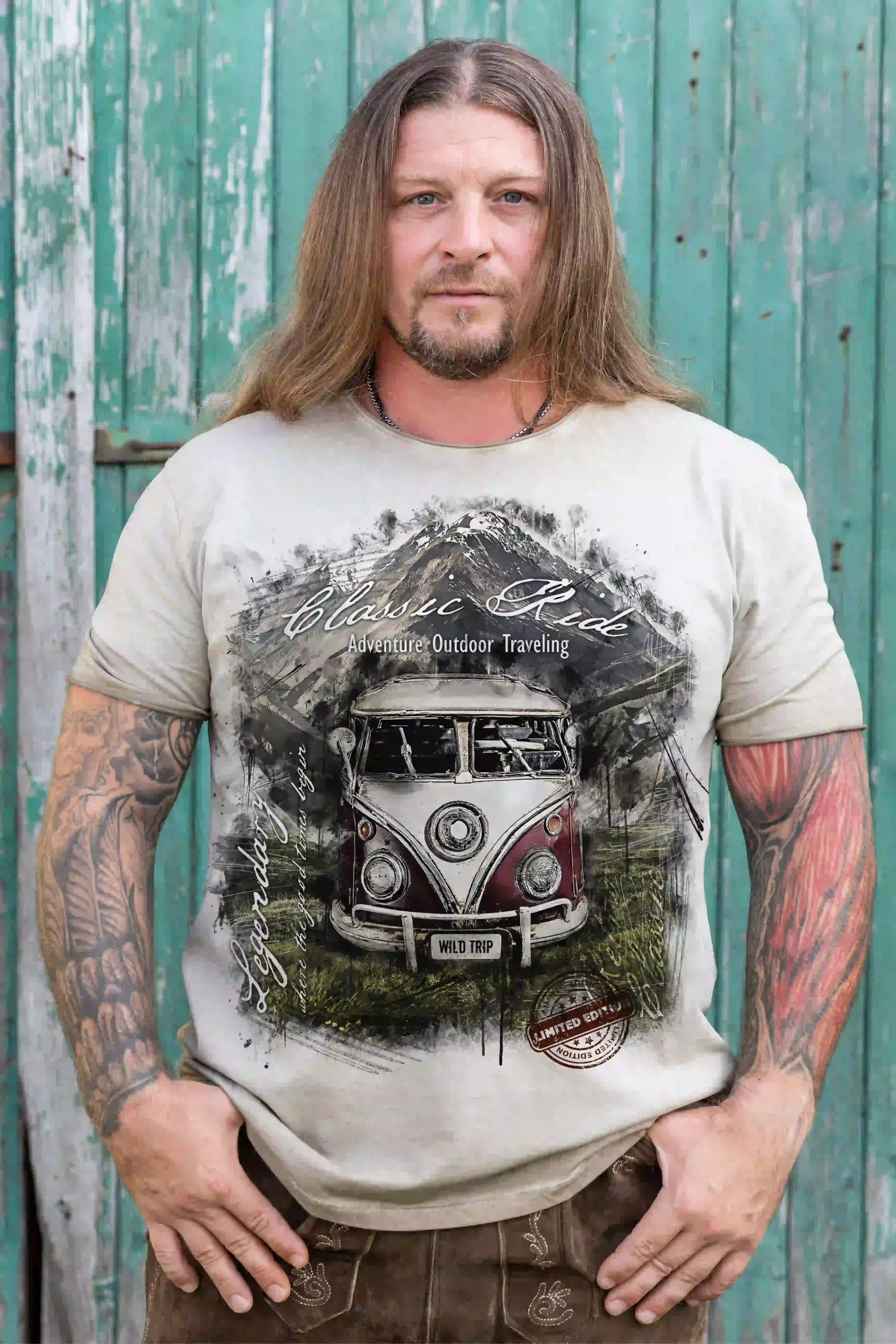 Trachten Herren T-Shirt Wild Trip