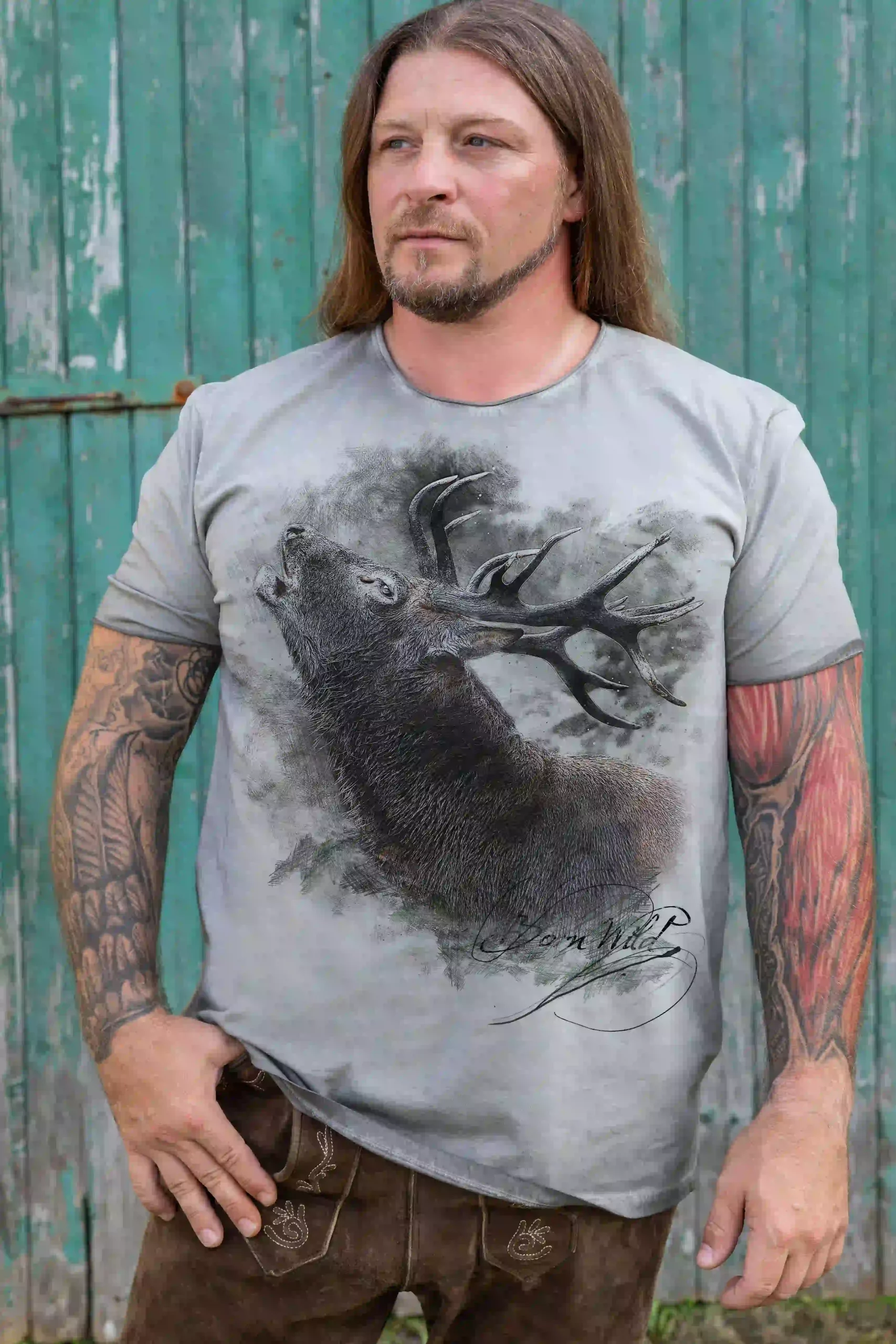 Trachten Herren T-Shirt Hirsch