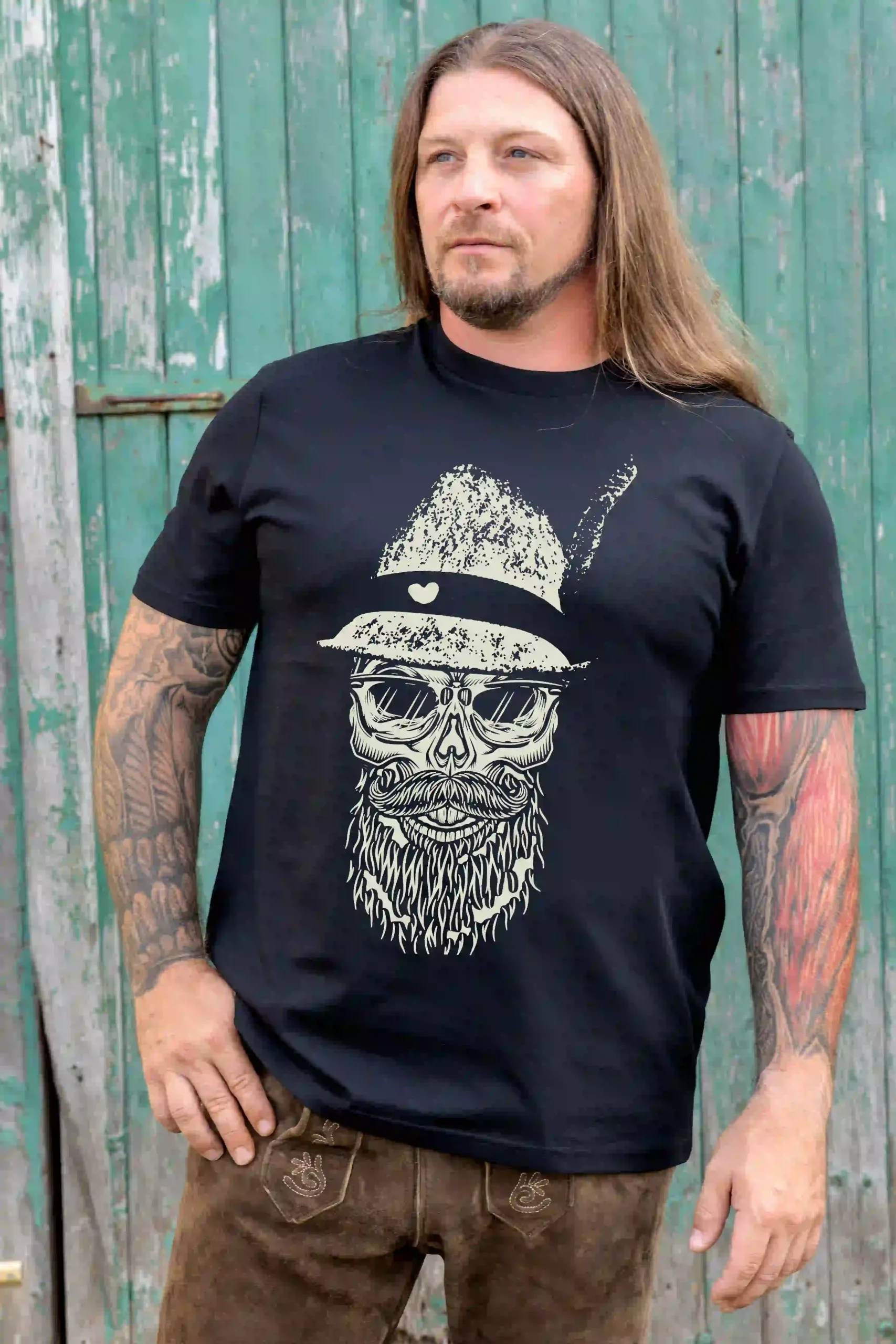 Trachten Herren T-Shirt Skull