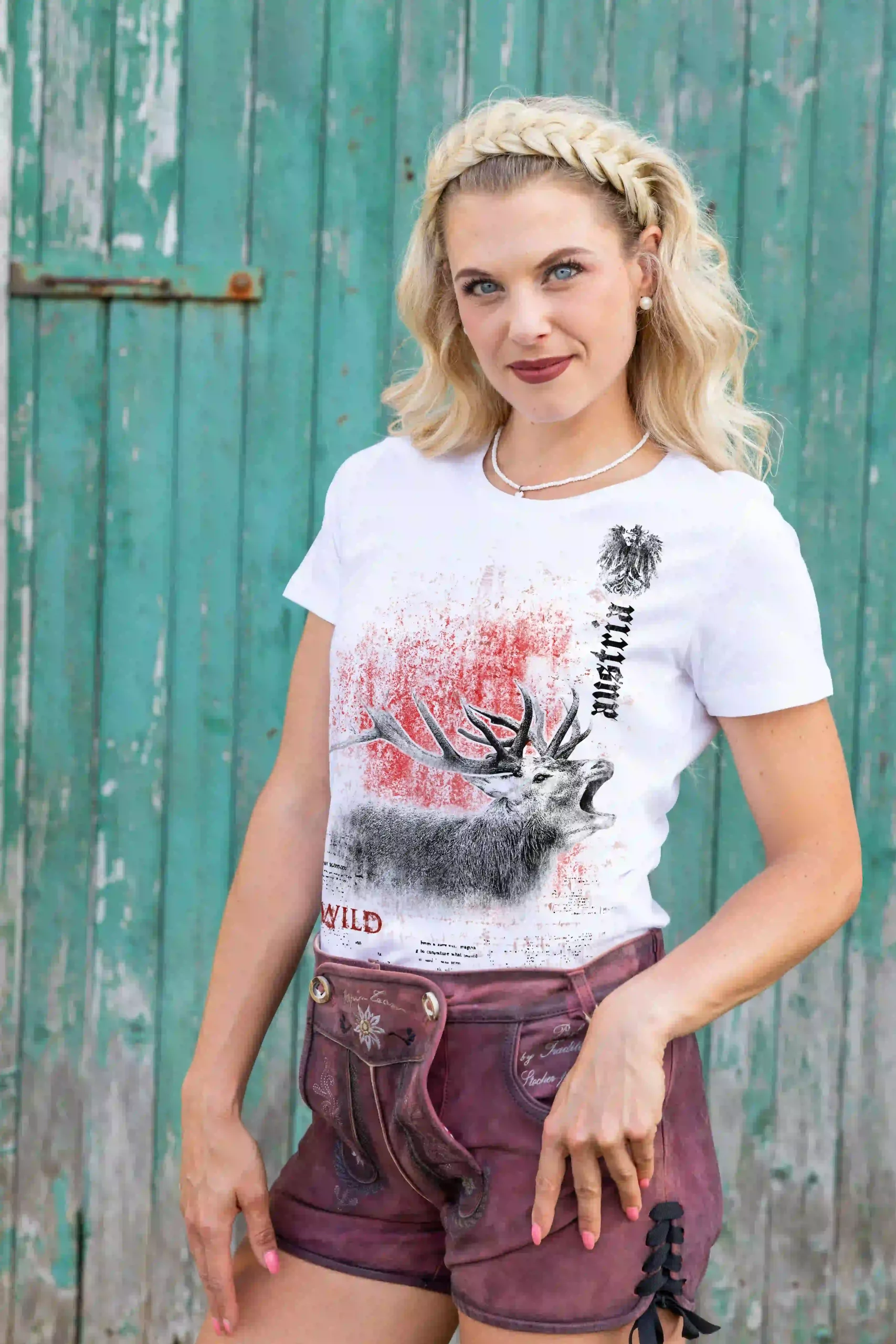 Trachten Damen T-Shirt Hirsch – Austria