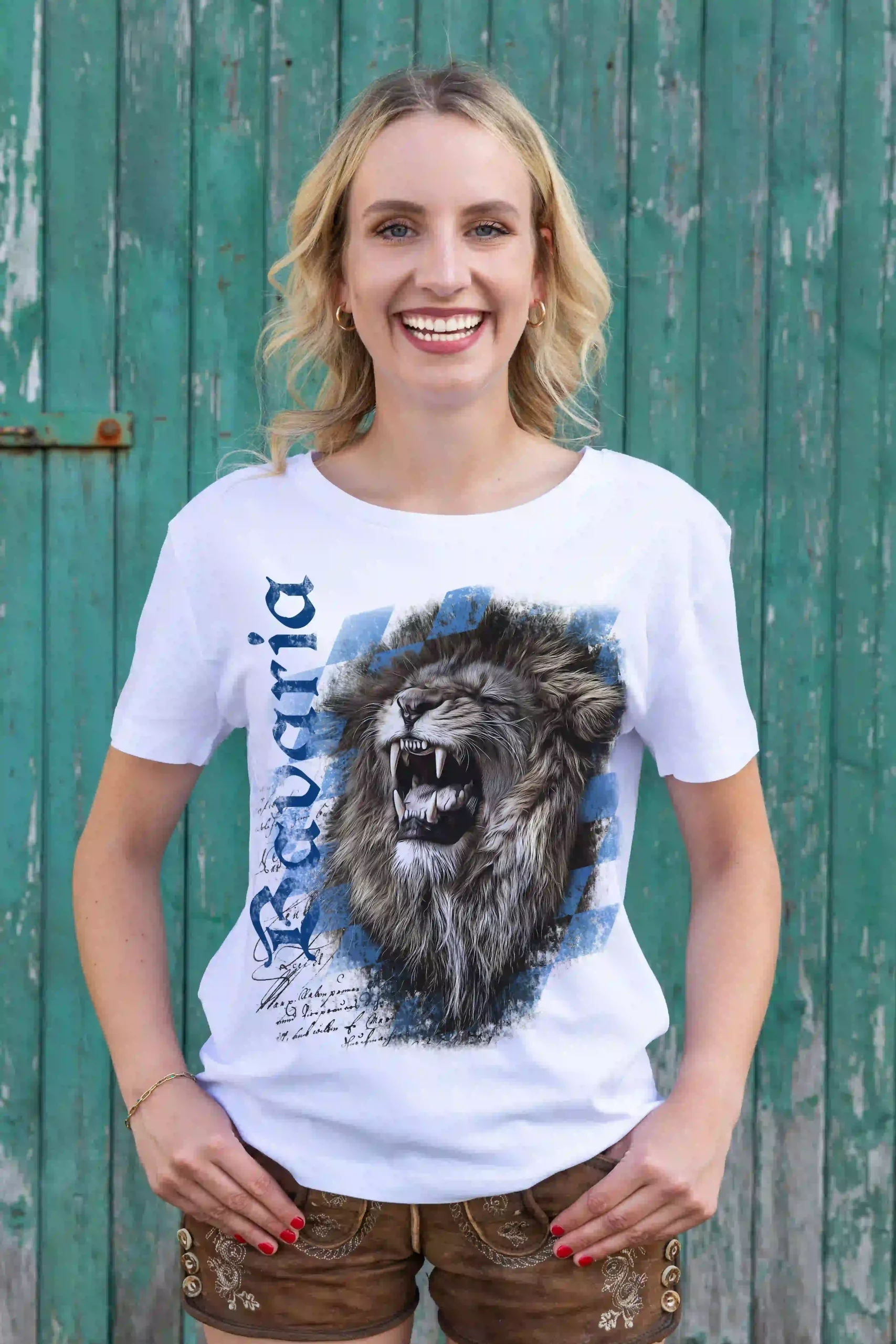 Trachten Damen T-Shirt Löwe Bavaria