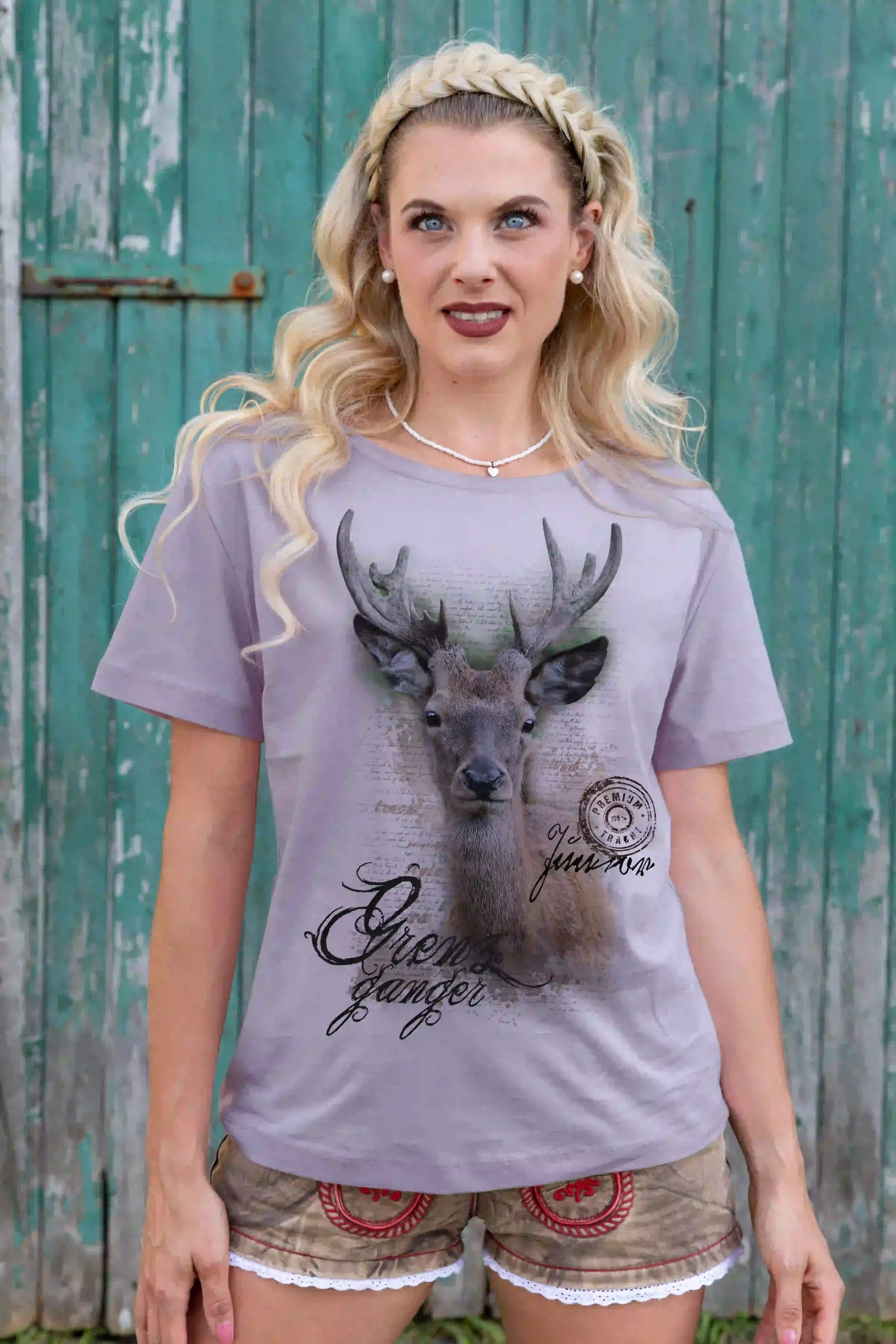 Trachten Damen T-Shirt Hirsch Junior