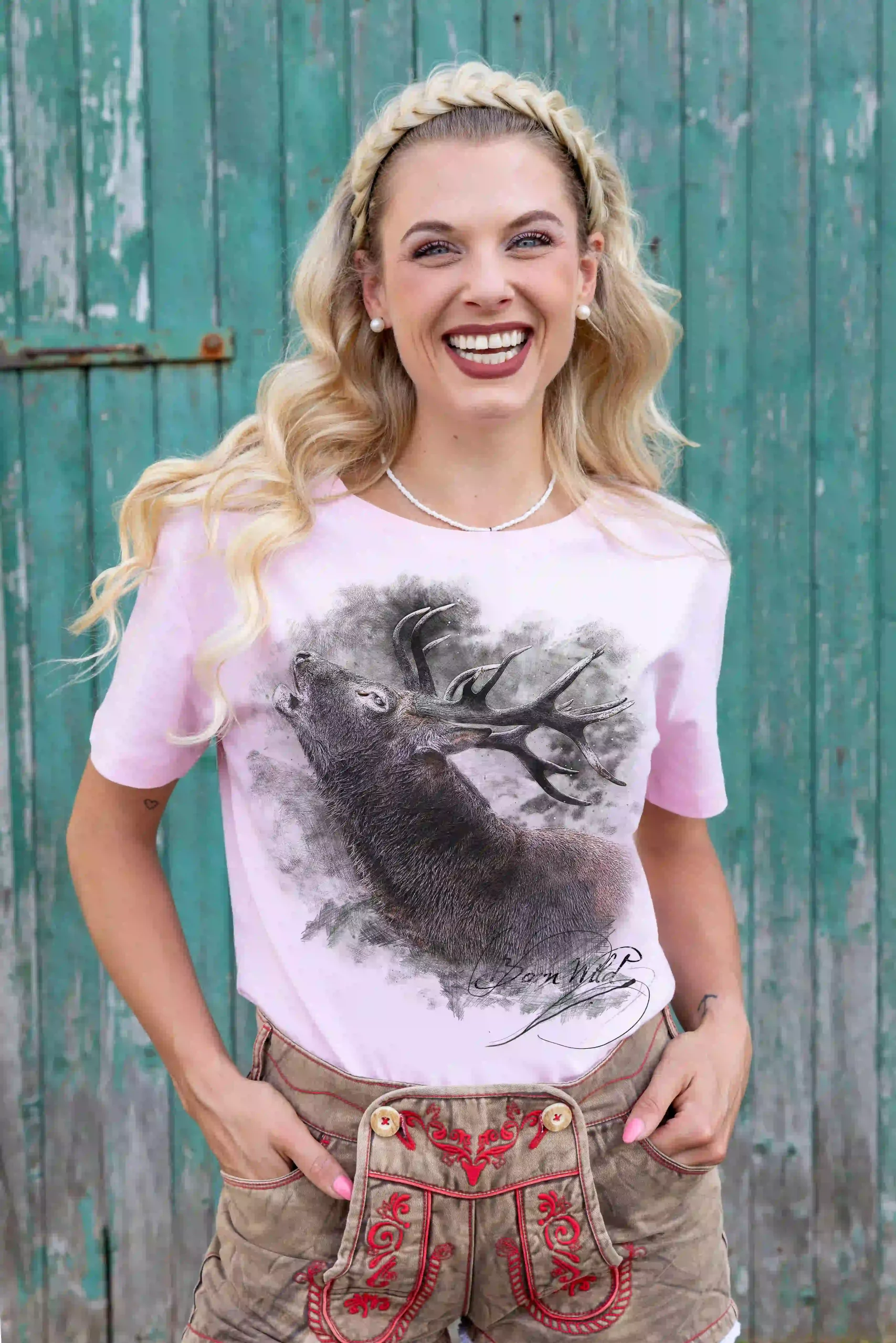 Trachten Damen T-Shirt Hirsch