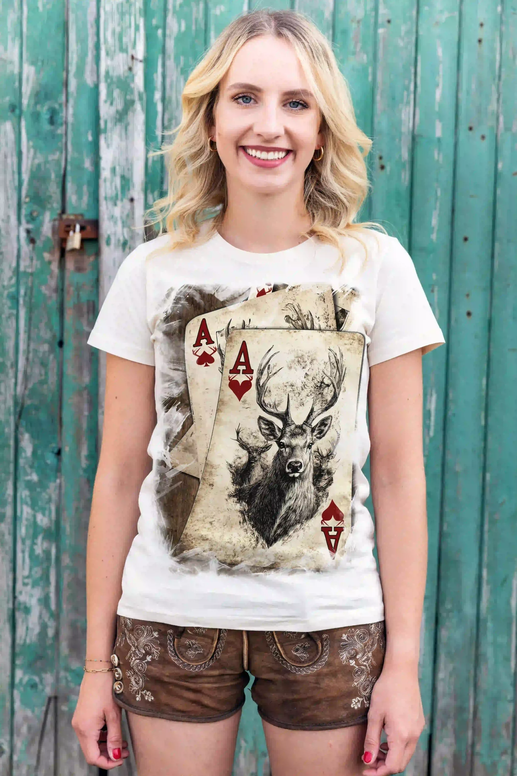 Trachten Damen T-Shirt Vintage Cards