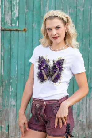 Damen T-Shirt Schmetterling lila