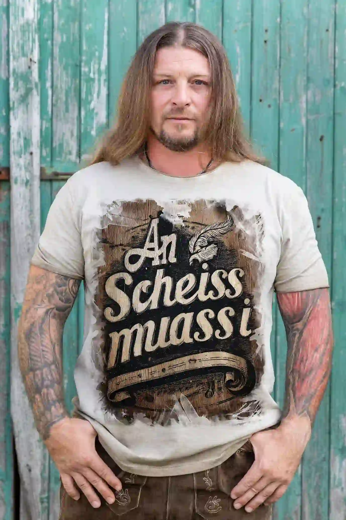 Trachten Herren T-Shirt An Scheiss muass i